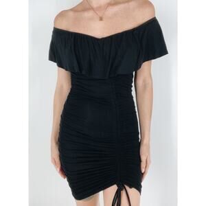 NWT Fashion Nova Ruched Little Black Mini Dress Size Small